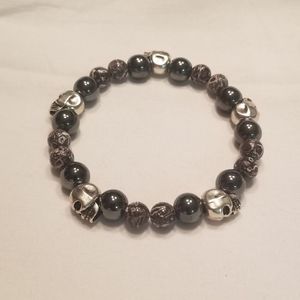 🎉🎉HP!!💀 Men's dark gray skull stretch bracelet